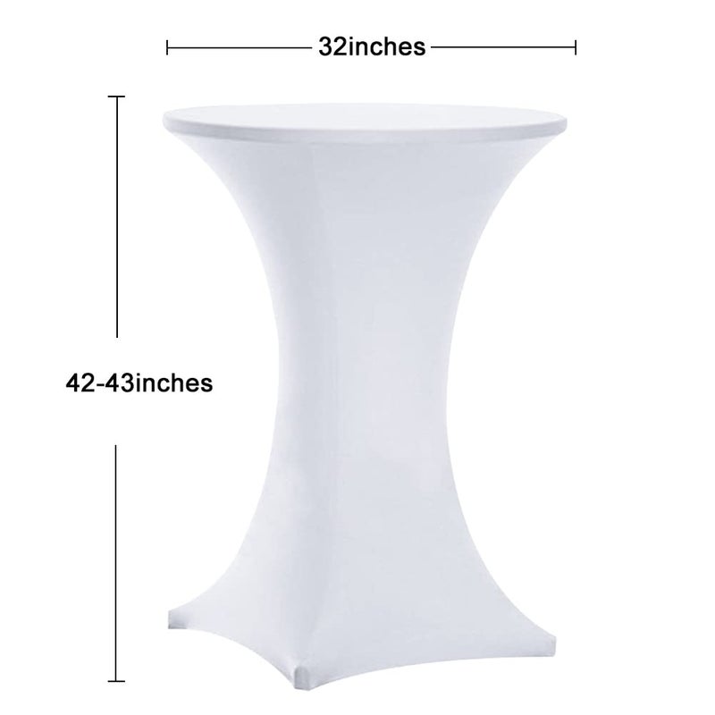 Tina's 2 Pack 32x43 Inch Highboy Spandex Cocktail Table Covers White, Fitted Stretch Cocktail Tablecloth for Round Tables - Image 3